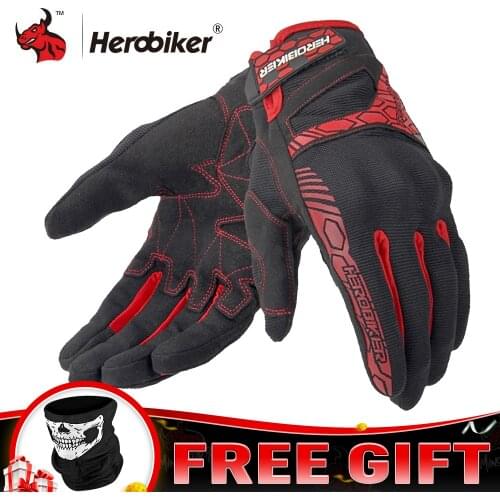 HEROBIKER Motorcycle Gloves Summer Breathable Guantes Moto Touch Screen Motocross Off-Road Gloves Motorbike Riding Gloves
