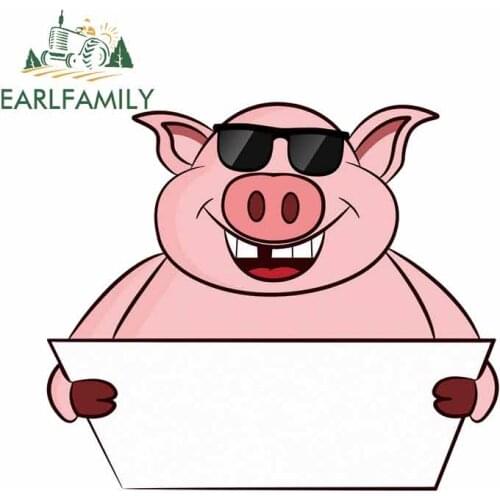 EARLFAMILY 13cm x 11.5cm For Pig Sunscreen Car Stickers Vinyl Material Decal Occlusion Scratch Decoration For JDM SUV RV
