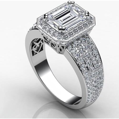 2020 new luxury princess real 925 sterling silver engagement ring for women lady anniversary gift jewelry wholesale moonso R5722