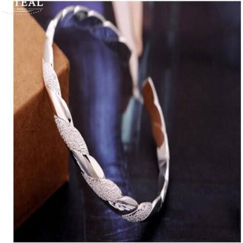 New 925 jewelry silver plated charms bangle for male&female Love Twist Scrub Cuff Wedding Bracelet Factory Wholesale