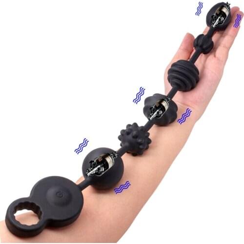 New Style 3 Motors Powerful Vibrators Anal Beads Silicone Prostate Massager Super Long Plug Soft Deep Vibration Exercise Plug