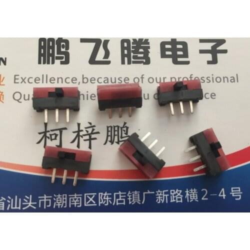 10PCS/lot Original imported MK-12D05 micro toggle switch 3 feet 2 gear horizontal side dial slide switch 2.54mm