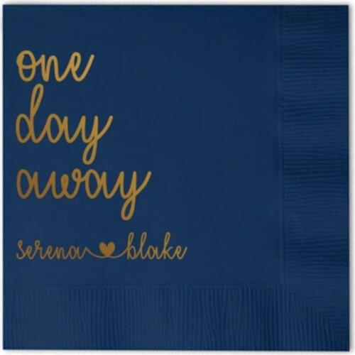 Personalized Rehearsal Napkins Custom Printed Away Beverage Cocktail Luncheon Dinner Guest Towel Napkins Imprinted Foil Stamped