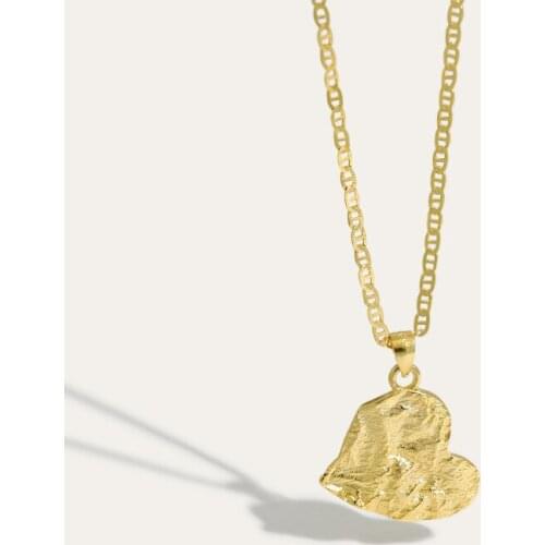 18k gold 100% Authentic 925 Sterling silver Foil Heart Love pendant Necklace charms TLX1017