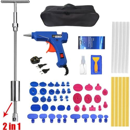 Professional Auto Paintless Dent Repair Remover Removal Tool Kit Car Dent Tools Slide T bar Hot Glue Tap Down Kits
