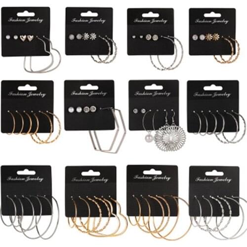 QIAMNI 3 Pairs/set Sexy Oversized Huge Hoop Earrings Exaggerated Smooth Circle Heart Earring for Women Creole Aros Mujer Oreja