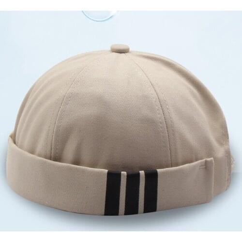 Summer Fall Women Men Melon Brimless Beanie Hat Cotton Striped Unisex Skull Cap Street Hiphop Panels Docker Hat