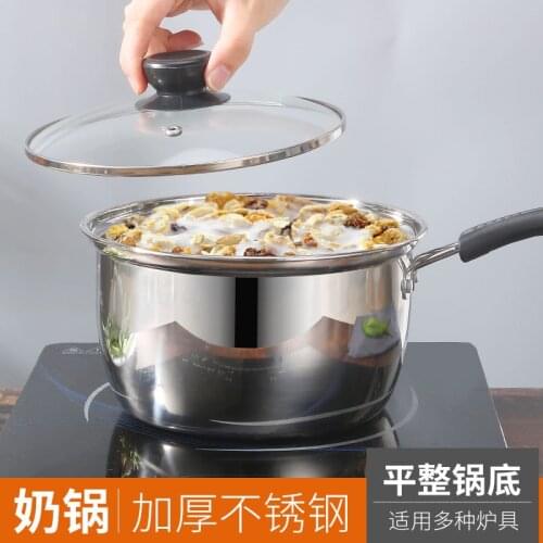 16cm thick stainless steel soup pot single handle double ear pot small Factory direct milk pot gift giveaway
