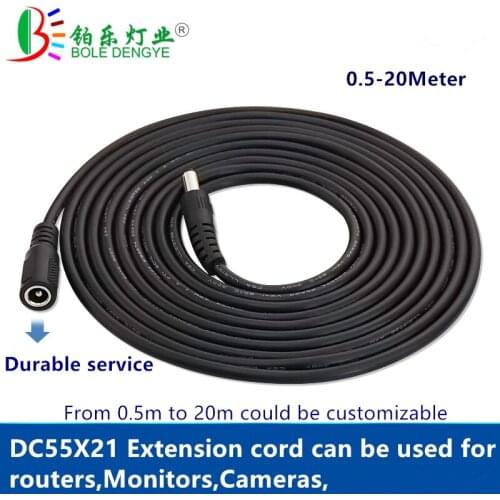 Extension cable male female DC power cord wire 5.5mm*2.1mm extend wire 1m/2m/3m/5m/10m/15m/20m for LED power Adapter CamerCCTV