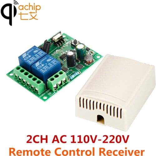 433MHz 2CH Universal Wireless Remote Control Switch AC 110V 220V Relay Electric Motor Receiver For for Gate Light Lamp Garage