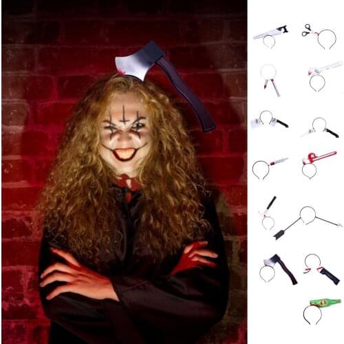 Horror Headband Halloween Decoration Scary Knife Saw Wrench Scissors Halloween Accessories Props Party Supplies Event Party Deco