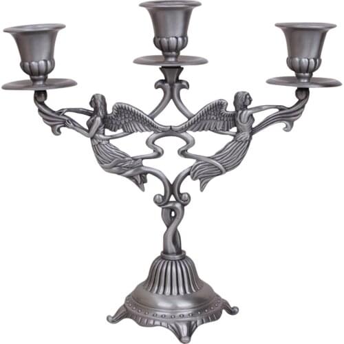 Nordic Tall Metal Candle Holder Retro 3 Arm Candelabra Angel Weeding Decoration Vintage Candlestick Silver Bougeoir Gift Ideas