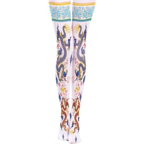 High-quality Fashion Catwalk Stockings Printing Pantyhose Dragon and Phoenix Auspicious Hand-painted Pattern Leggings