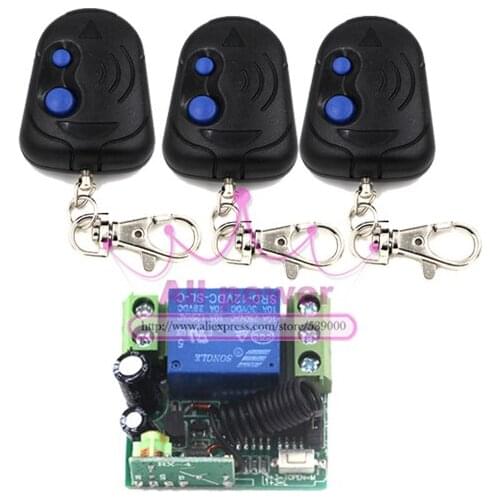 High Quality Newest 433MHZ 315 MHz DC12V 1CH RF Wireless Remote Control Switch 3 Controllers & 1 Rceiver Modules