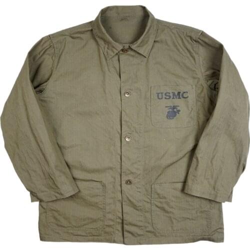 WWII WW2 US Marine Corps HBT UNIFORMS JACKET SHIRT OUTDOOR COAT GREEN