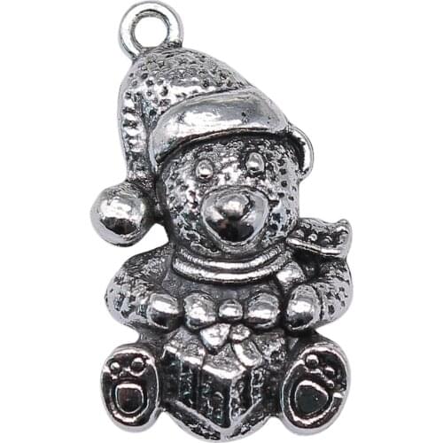 WYSIWYG 3pcs Charms Christmas Gift Snowman 28x16mm Antique Silver Color Antique Bronze Pendant Christmas Gift Snowman Charms