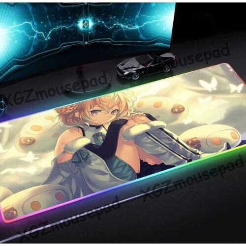 XGZ Anime Cute Sheep Girl Large RGB Colorful Gaming Mouse Pad Black Lock Edge Office Computer Desk Mat Rubber Stripe Non-slip