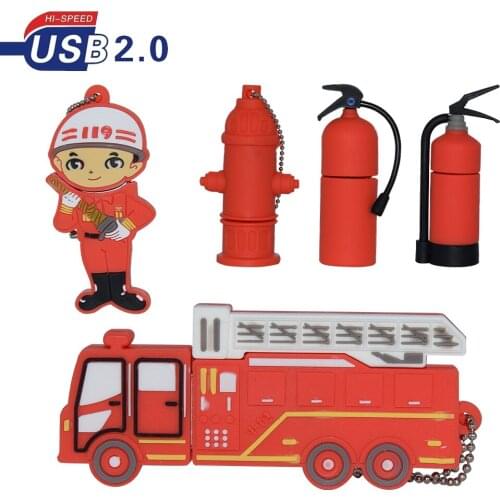 Funny USB2.0 Stick Pen drive Cartoon Fire fighting USB Flash Drive 4GB 8GB 16GB 32GB 64GB 128GB USB Memory Stick U Disk for gift