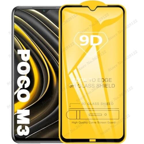 9D Protective Glass for xiaomi Mi Poco M3 F2 Pro x3 NFC Glass Screen Protector on Xiomi Pocophone M3 X3 X3 Full Cover Films