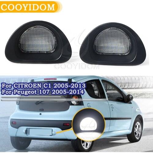 COOYIDOM 1Pair Car LED license Number Plate Light Lamp Signal Light For Citroen C1 2005-2013 Peugeot 107 2005-2014 singal light