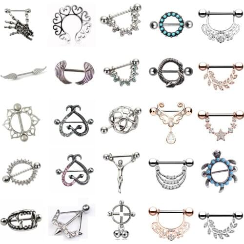 1pcs 14G Opal Nipple Shield Flower Charming Nipple Rings For Women Body Piercing Jewelry