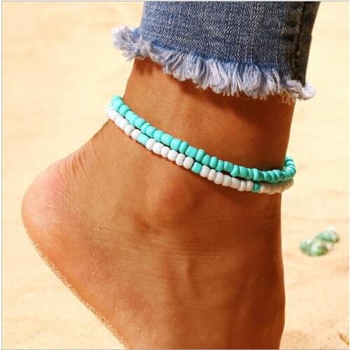 1PCS Multilayer Vintage Anklets For Women Bohemian Ankle Bracelet Cheville Barefoot Sandals Pulseras Tobilleras Foot Jewelry