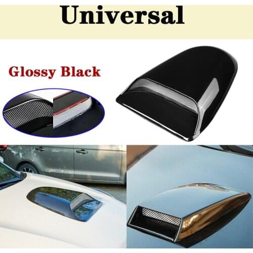 1 PCS New Glossy Black New Flat Car Universal For JDM Style Air Flow Intake Cover Decorative Hood Scoop Vent Engine Bonnet