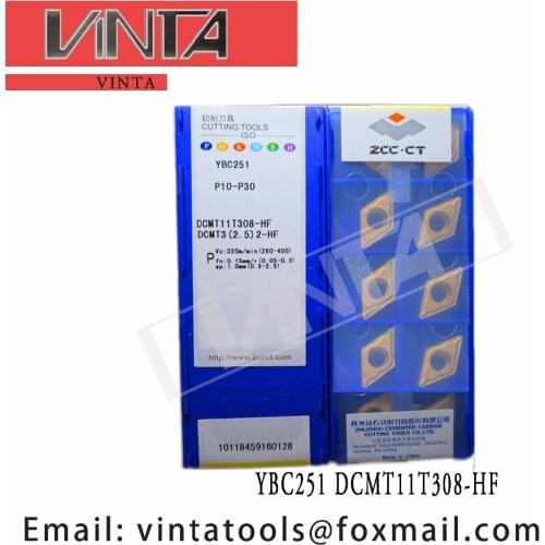 Free shipping high quality 10pcs/lots YBC251 YBC152 DCMT11T308-HF cnc carbide turning insets cutting blade tools