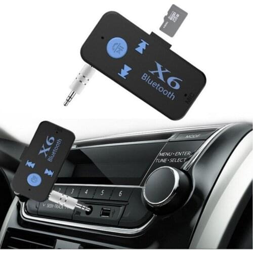 Wireless X6 Car Kit Bluetooth 4.0 Adapter 3 in 1 USB Bluetooth Receiver 3.5mm Audio Jack TF Card Reader MIC Call Support For Ca