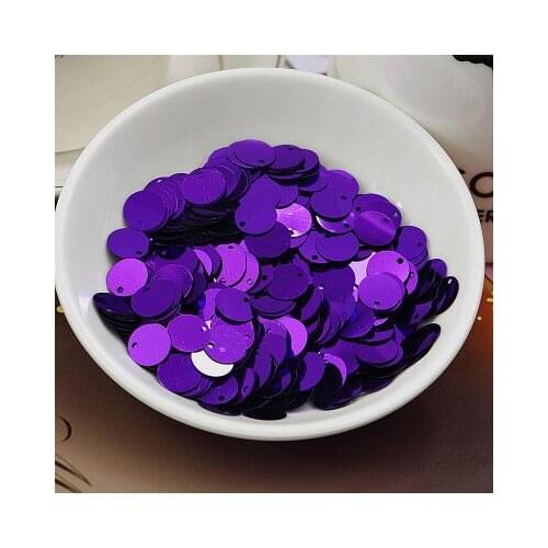 50g/lot Large Round Sequins 15mm PVC Sequin Flat Round Artesanatos Acessorios With Side Hole Dancing Dress Accessory Purple
