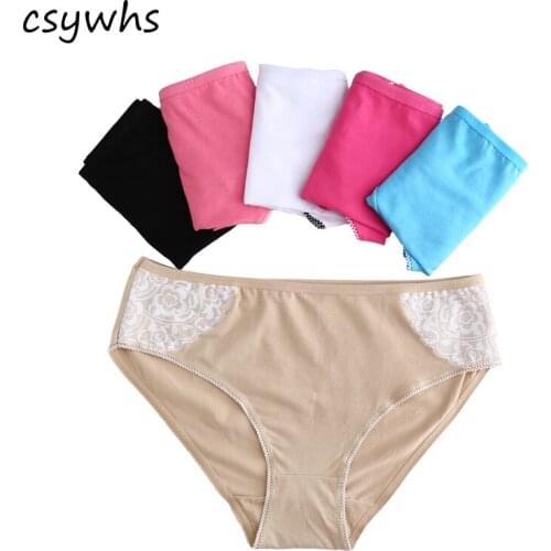 CSYWHS women briefs underwear cotton large size panties lace panties sexy lingerie mid waist underwear for women 6pcs/lot 234xl