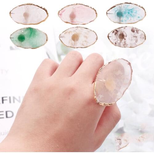 Resin Ring Nail Polish Palette Nail Art Painting Plate Nail Gel Display Resin Stone Nail Tool New Diy Art Finger Ring Plate