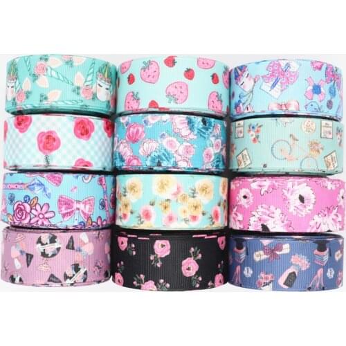 5 Yards 1'' 25MM Flowers /Fields And Gardens Printed Grosgrain Ribbons For Hair Bows DIY Handmade Materials Y2020051504