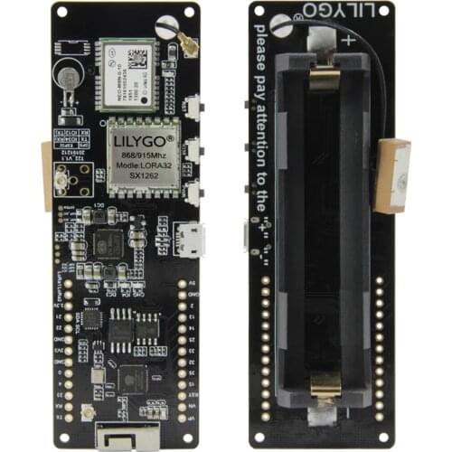 LILYGO® TTGO T-Beam V1.1 SX1262 LORA 868/915MHZ ESP32 WiFi Wireless Bluetooth Module GPS NEO-M8N IPEX 18650 Battery Holder