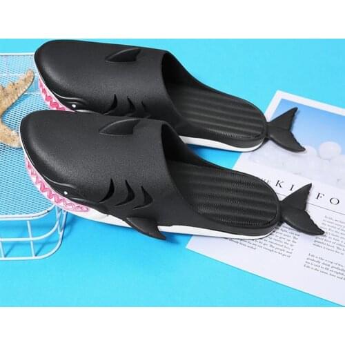 Fashion Shark Slippers Summer Outdoor Beach PVC Sandals Men Women Interesting Shark Funny Flip Flops Soft Sole Slipper