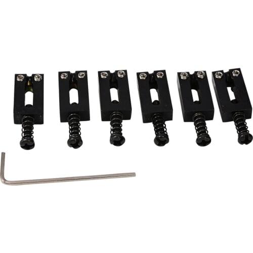 Musiclily Pro 10.5mm Stainless Steel Modern Guitar Tremolo Bridge Saddles for Fender Strat Tele Electric Guitar,Black(Set of 6)
