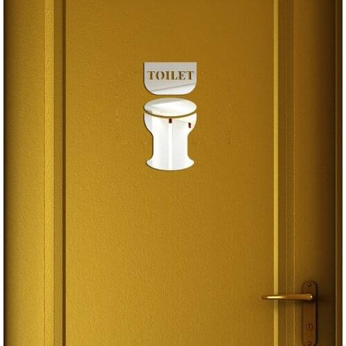 KAKUDER Wall Stickers Mirror Toilet WC Letters Bathroom Decoration Fashion Personality 3D Wall Stickers Toilet Tips Stickers