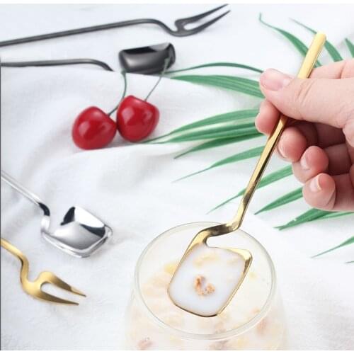 Stainless Steel Wall-mounted Gold-plated Coffee Spoon Ice Cream Scoop Tea Spoon Coffee Accessories Teaspoo Fruit Fork