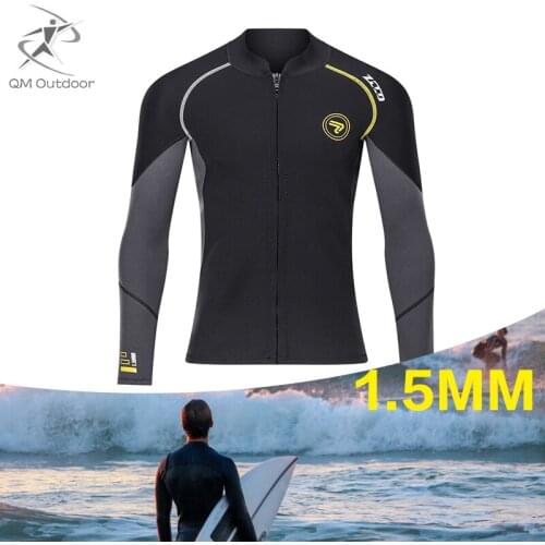 1.5mm Neoprene Mens Wetsuit Spearfishing Scuba Diving Suits For Men Surfing Snorkeling Suit Long Sleeve Diving Top Swimwear