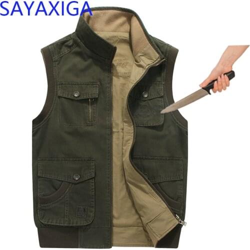 2018New Anti-cut anti-stab casual vest autumn winter men stab resistant outfit self-defense multi pocket plus size anti-cut vest