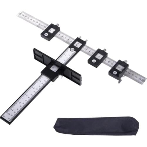 Cabinet Hardware Jig Adjustable Punch Locator Drill Guide Wood Drilling Template Tool with Inch and Metric Scale for Drawer #CO