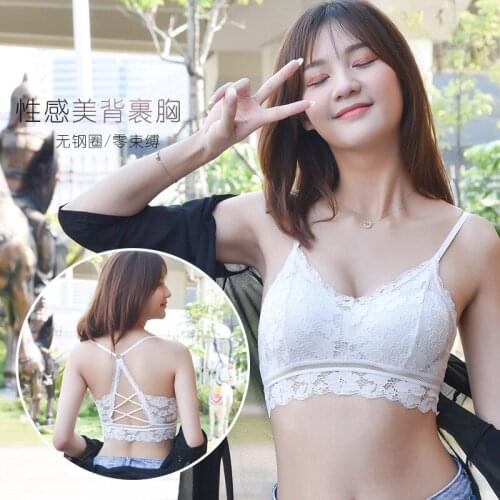 Wholesale Women Hollow Out Bralette Solid Color Beauty Back Lace Underwear Sexy Vest Female Add pad Wireless Bra Seamless Lin