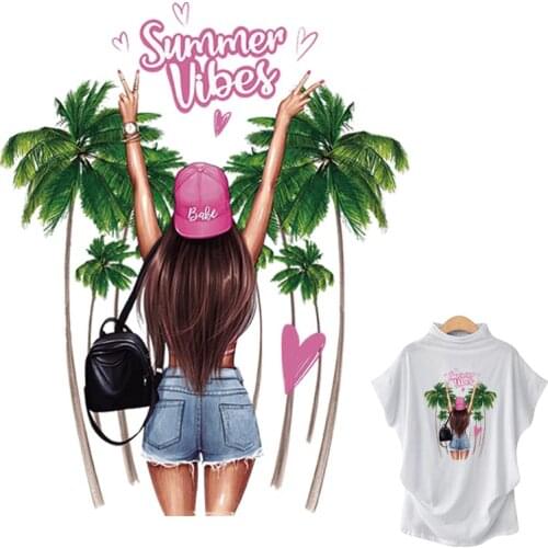 Patch Iron On Clothes Seaside Holiday Girl Iron On Clothes Diy Accessory Heat Transfer Fashion Stickers Stickers Patch