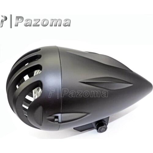 PAZOMA Black Old School 4.5" Motorcycle Headlight Grill Finned Cover Headlamp For Harley Bobber Cafe Racer