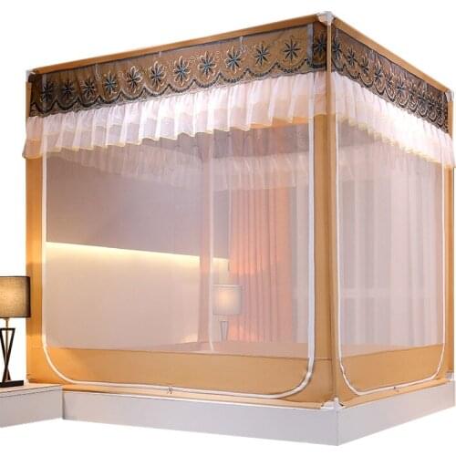 Anti Fall Foldable Mosquito Net Bracket Zipper Fully Enclosed Mosquito Net Princess Bed Zanzariera Bedroom Supplies BS5FWZ