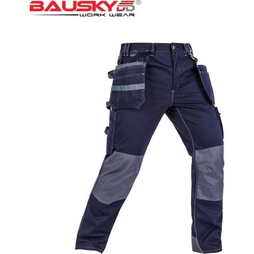 Bauskydd Working Clothes Mens Work Trousers Mens Work Pants Multi-pockets Mechanic Cargo Pants Workwear Trousers Free Shipping
