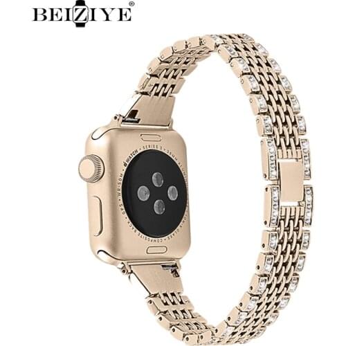 Diamond Stainless Steel Strap For Apple Watch band 38mm 42mm 40mm 44mm Bracelet for iwatch Serie 6 SE 5 4 3 2Women Replace strap