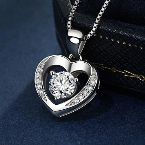 Romantic Necklace Pendant Crystal Heart Pendant For Women Choker Silver Color Jewelry Female 2020 New