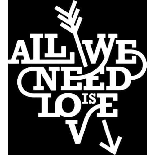 Customize Car Decal Funny ALL WE NEED IS LOVE Heart And Arrow Car Stickers Vinyl Decal Black Silver 13.1CM*14.7CM