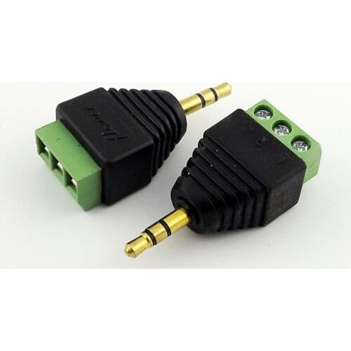 3pcs 3.5mm 1/8" Stereo Male Plug To AV Screw Video AV Balun Terminal Plug Adapter